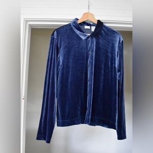 Velvet Navy Button Down
